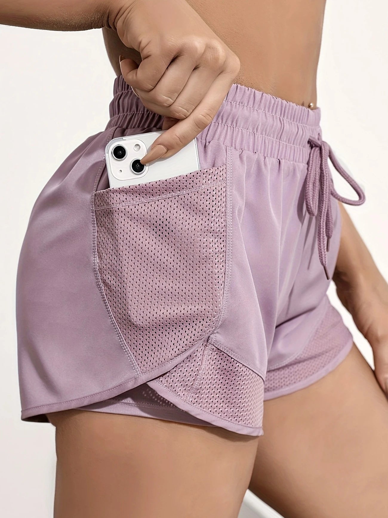 2 In 1 Active Mesh Pocket Shorts