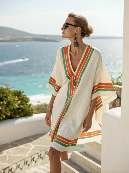 Coastal Escape Patterned Kaftan Dress