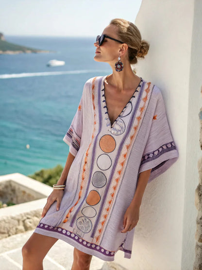 Coastal Escape Patterned Kaftan Dress