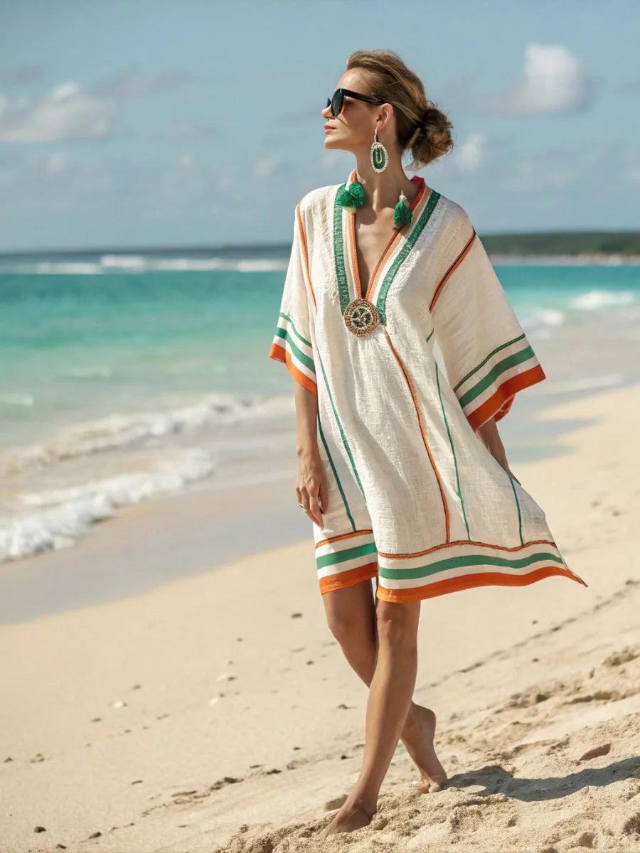 Coastal Escape Patterned Kaftan Dress