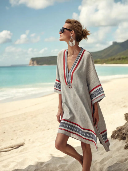 Coastal Escape Patterned Kaftan Dress