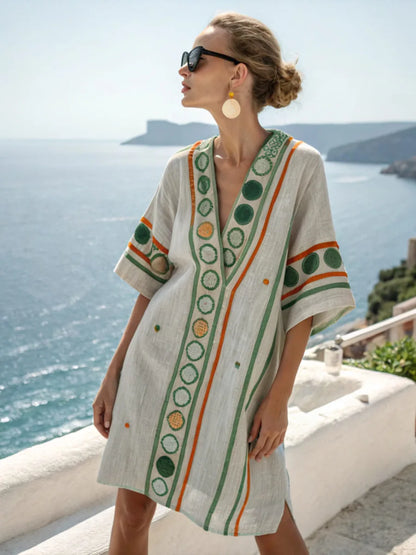 Coastal Escape Patterned Kaftan Dress